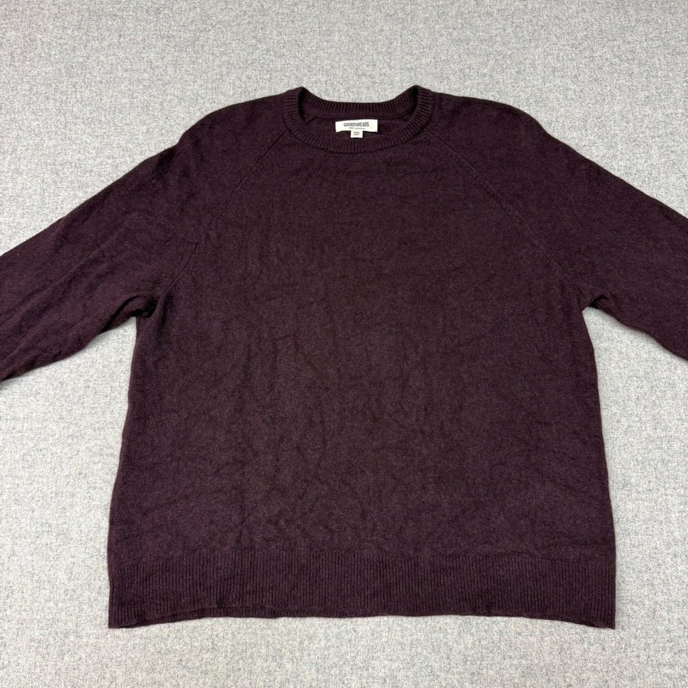 Goodthreads Sweater XXXL Purple 100% Lambswool Raglan Crewneck Knit Pullover Men